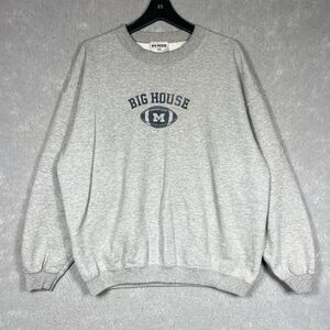 VTG Big House Football Michigan Wolverines Sweatshirt Adult XL Gray Crewneck